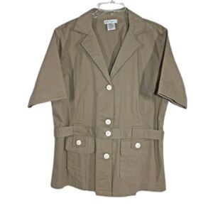 Ulla Popken Olive Green Short Sleeve Jacket Top